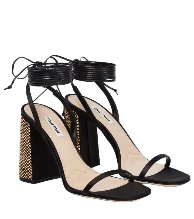 Embellished satin sandals