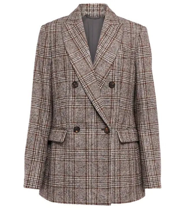 Brunello Cucinelli Double-breasted wool-blend blazer