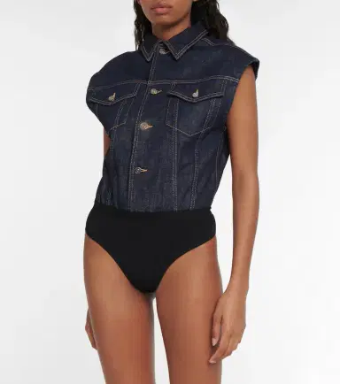 Alaïa Alaïa Denim cotton-blend bodysuit | Thumbnail 5