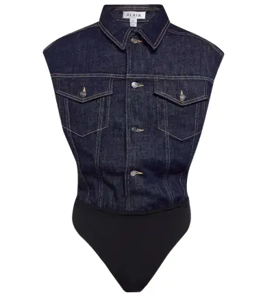 Alaïa Alaïa Denim cotton-blend bodysuit | Thumbnail 1