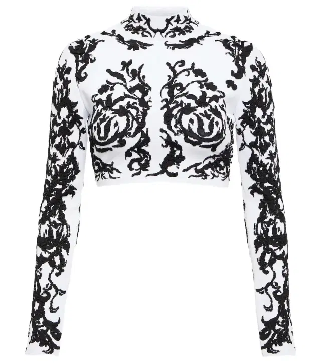 Alaia Alaïa Calligraphy jacquard crop top