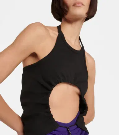 Alaïa Alaïa Halter neck ruched cotton top | Thumbnail 2