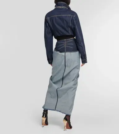Alaia Alaïa Draped denim maxi skirt | Thumbnail 3