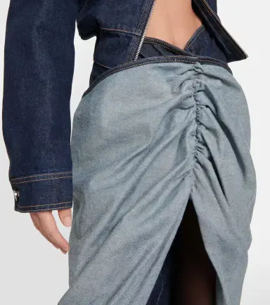Alaia Alaïa Draped denim maxi skirt | Thumbnail 4