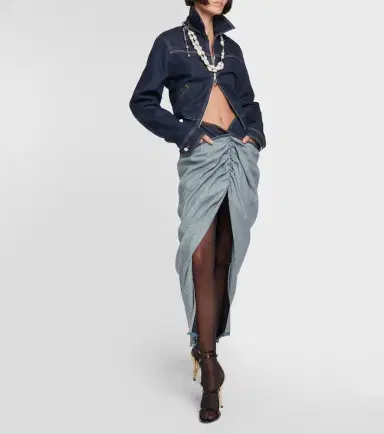 Alaia Alaïa Draped denim maxi skirt | Thumbnail 5