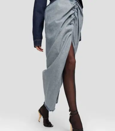 Alaia Alaïa Draped denim maxi skirt | Thumbnail 6