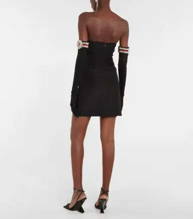 David Koma Moiré minidress and embellished gloves | Thumbnail 2