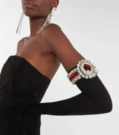 David Koma Moiré minidress and embellished gloves | Thumbnail 3