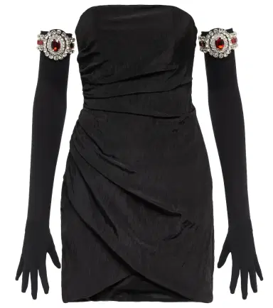 David Koma Moiré minidress and embellished gloves | Thumbnail 1