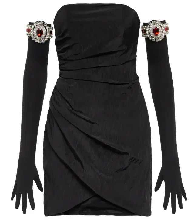 David Koma Moiré minidress and embellished gloves
