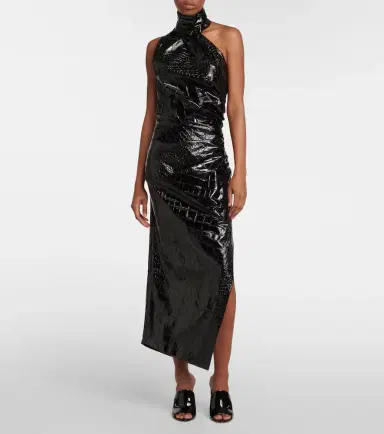 Alaïa Alaïa Asymmetric croc-effect midi dress | Thumbnail 2