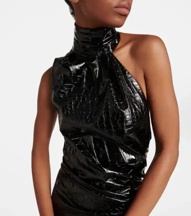 Alaïa Alaïa Asymmetric croc-effect midi dress | Thumbnail 4