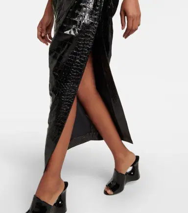 Alaïa Alaïa Asymmetric croc-effect midi dress | Thumbnail 5