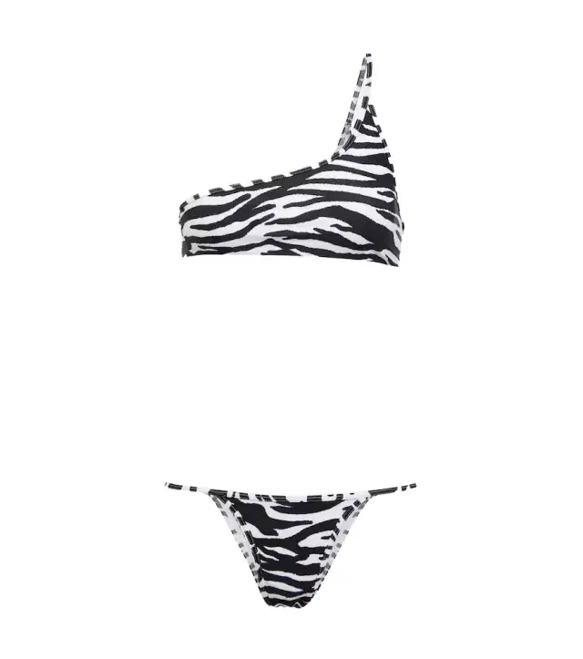 The Attico Printed one-shoulder bikini