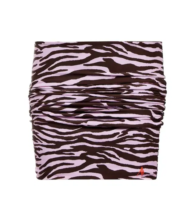 The Attico Ruched printed lycra miniskirt