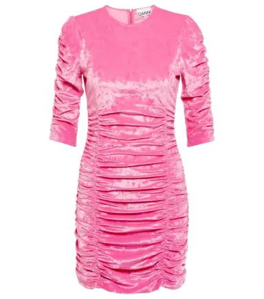 Ganni Ruched velvet minidress | Thumbnail 1