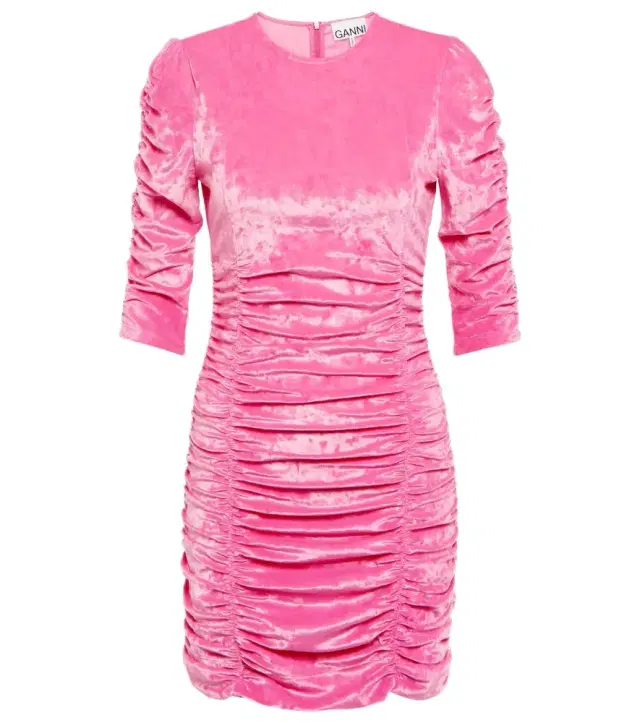 Ganni Ruched velvet minidress