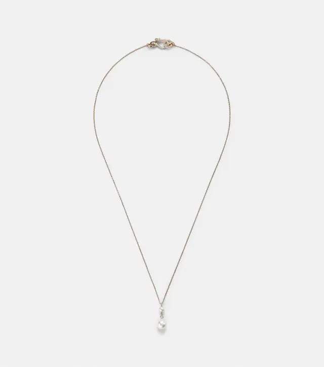 Sophie Bille Brahe Rêve Simple 14kt gold necklace with diamonds and pearls