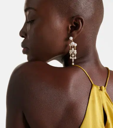 Sophie Bille Brahe Jardin De Rêve 14kt gold drop earrings with diamonds and pearls | Thumbnail 4 Sophie Bille Brahe Jardin De Rêve 14kt gold drop earrings with diamonds and pearls | Thumbnail 4