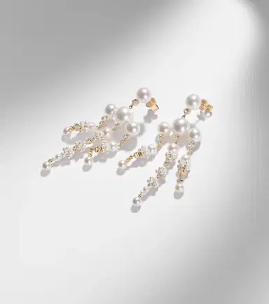 Sophie Bille Brahe Jardin De Rêve 14kt gold drop earrings with diamonds and pearls | Thumbnail 5 Sophie Bille Brahe Jardin De Rêve 14kt gold drop earrings with diamonds and pearls | Thumbnail 5