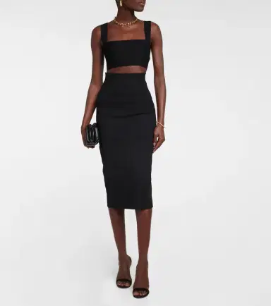 Victoria Beckham VB Body high-rise knit midi skirt | Thumbnail 4