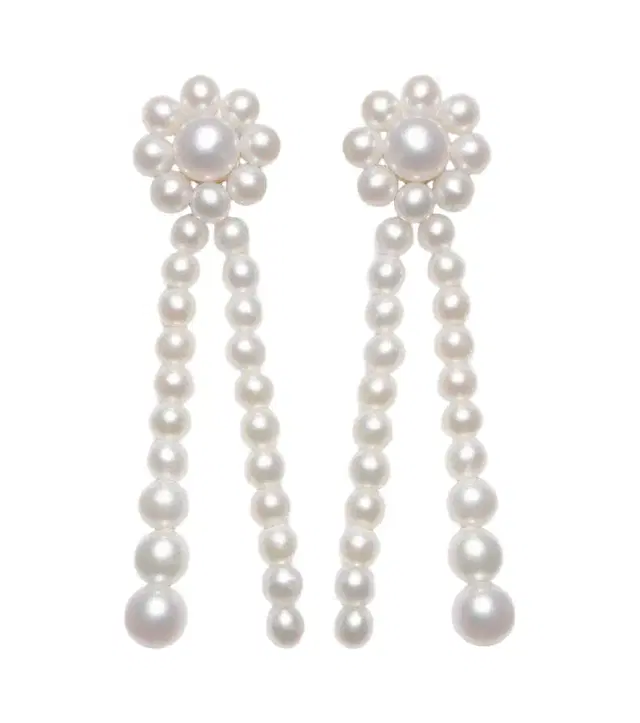 Sophie Bille Brahe Promenade de Fleur 14kt gold earrings with freshwater pearls