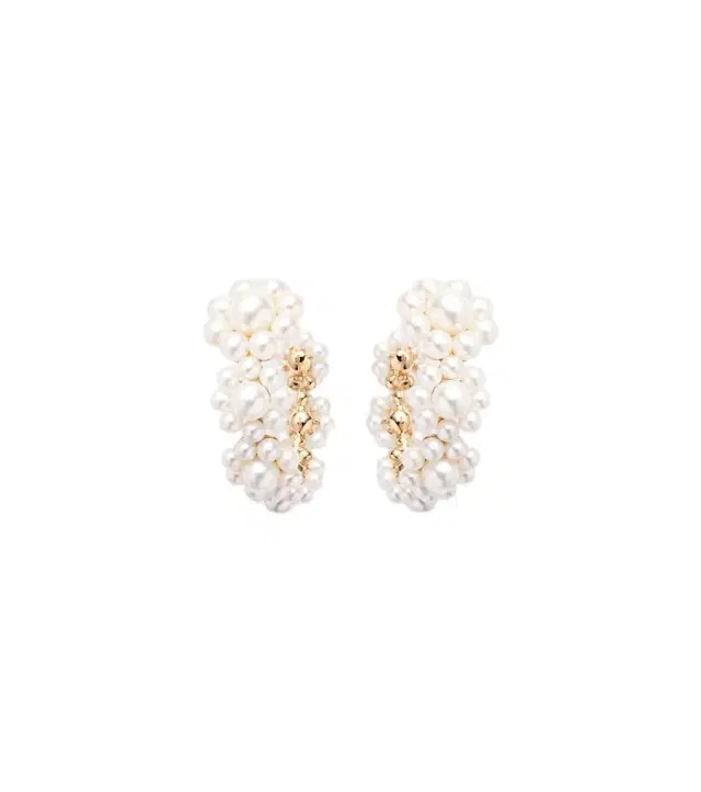 Sophie Bille Brahe Jardin Boucle 14kt gold earrings with freshwater pearls