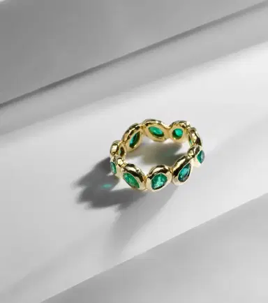 Octavia Elizabeth Nesting Gem 18kt gold eternity ring with emeralds | Thumbnail 4