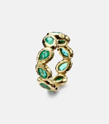 Octavia Elizabeth Nesting Gem 18kt gold eternity ring with emeralds | Thumbnail 5