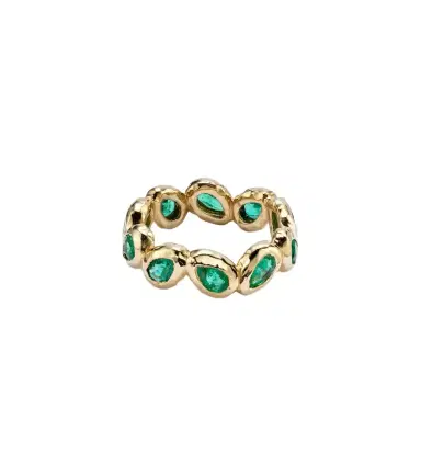 Octavia Elizabeth Nesting Gem 18kt gold eternity ring with emeralds | Thumbnail 1