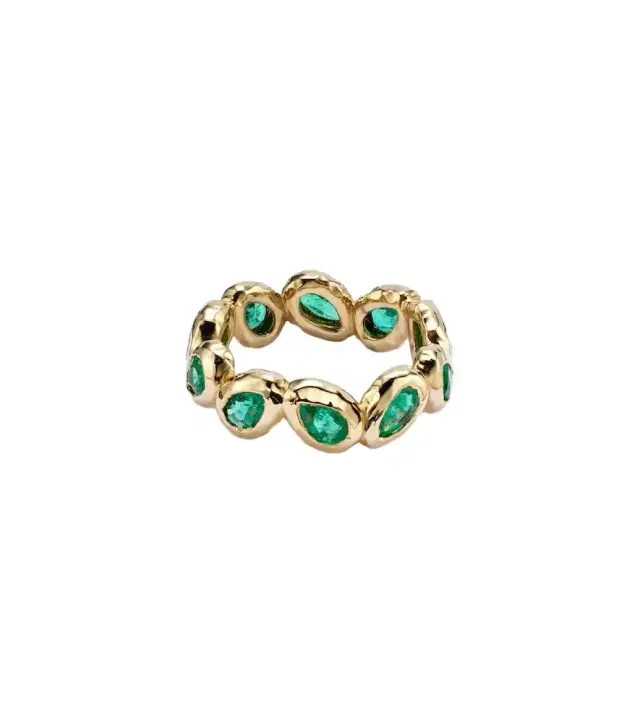Octavia Elizabeth Nesting Gem 18kt gold eternity ring with emeralds