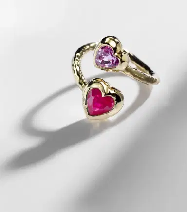 Octavia Elizabeth Moi and Toi 18kt gold ring with sapphires and rubies | Thumbnail 4