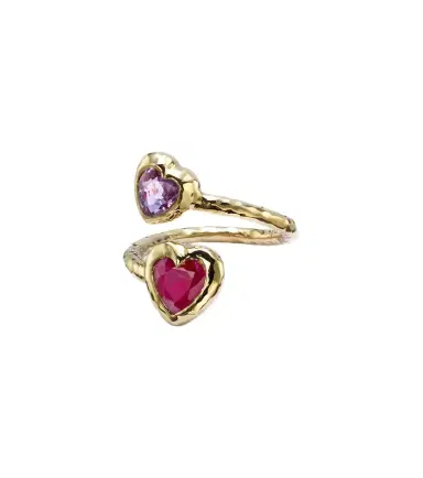 Octavia Elizabeth Moi and Toi 18kt gold ring with sapphires and rubies | Thumbnail 1