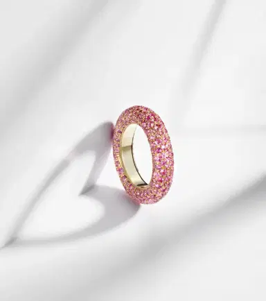 Octavia Elizabeth Blossom Bubble 18kt gold ring with sapphires | Thumbnail 4