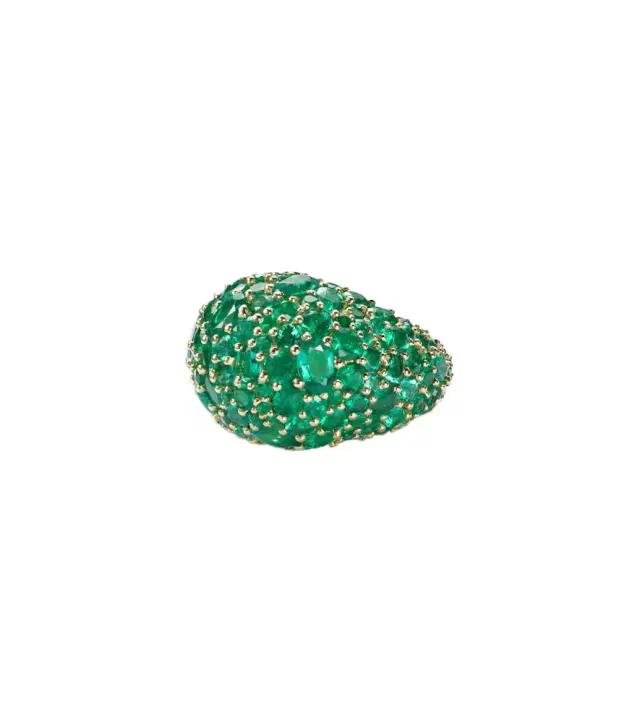 Octavia Elizabeth Earth Dome 18kt gold ring with emeralds