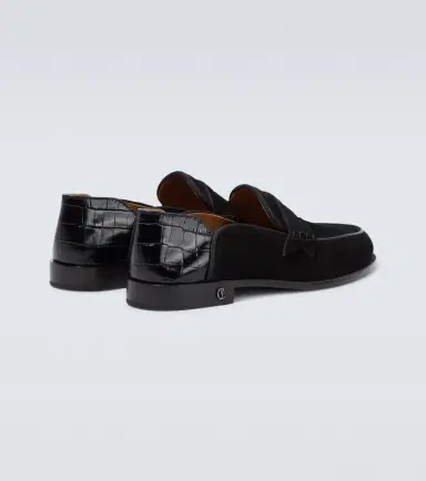 Christian Louboutin Penny No Back suede and croc-effect loafers | Thumbnail 3