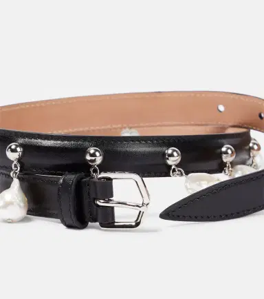 Alaïa Alaïa Faux pearl-embellished leather belt | Thumbnail 2