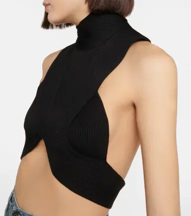 Alaïa Alaïa Ribbed-knit halterneck crop top | Thumbnail 3
