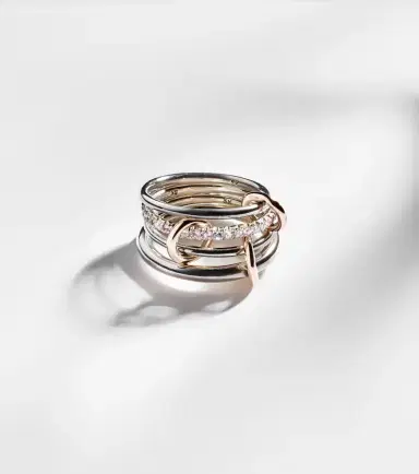 Spinelli Kilcollin Nimbus sterling silver linked rings with sapphires, tanzanite and white diamonds | Thumbnail 4