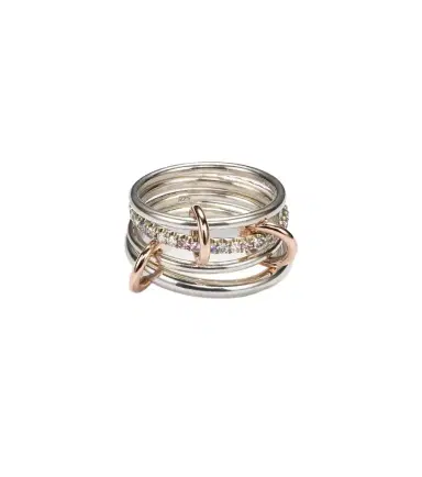 Spinelli Kilcollin Nimbus sterling silver linked rings with sapphires, tanzanite and white diamonds | Thumbnail 1