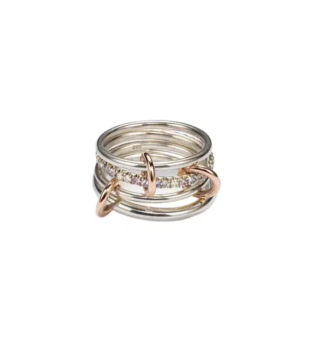 Spinelli Kilcollin Nimbus sterling silver linked rings with sapphires, tanzanite and white diamonds