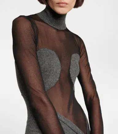Alaïa Alaïa Mesh and wool draped minidress | Thumbnail 2
