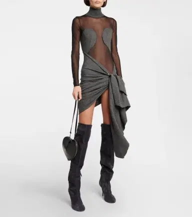 Alaïa Alaïa Mesh and wool draped minidress | Thumbnail 5