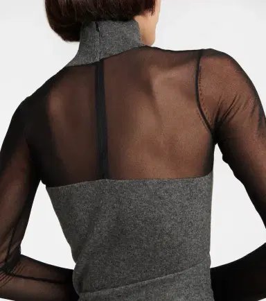 Alaïa Alaïa Mesh and wool draped minidress | Thumbnail 6