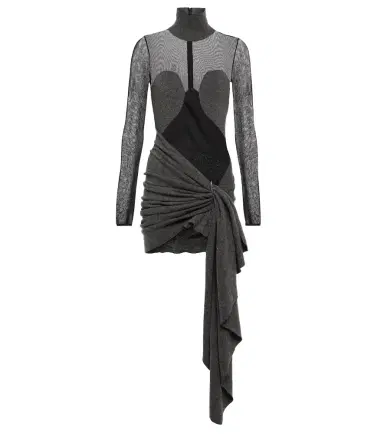 Alaïa Alaïa Mesh and wool draped minidress | Thumbnail 1