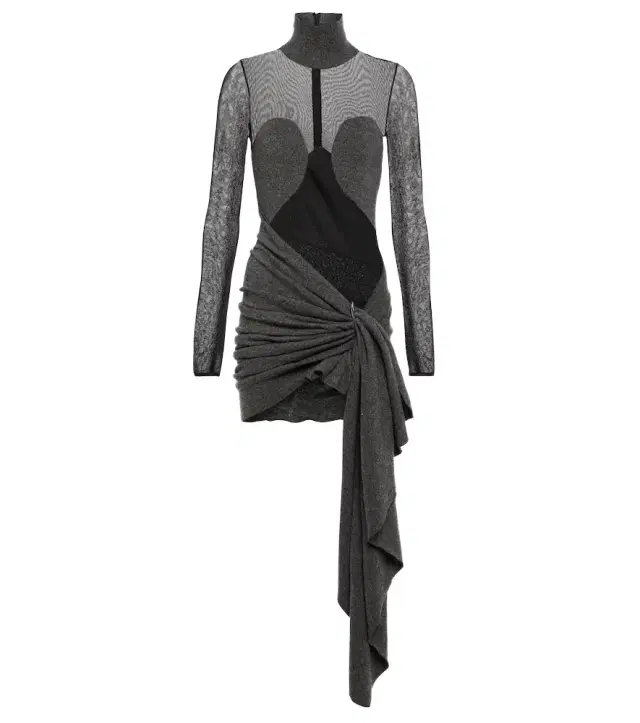 Alaia Alaïa Mesh and wool draped minidress