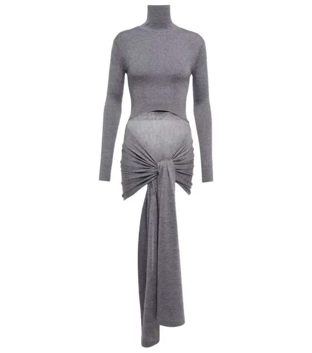 Alaïa Tie-front cashmere and silk turtleneck sweater