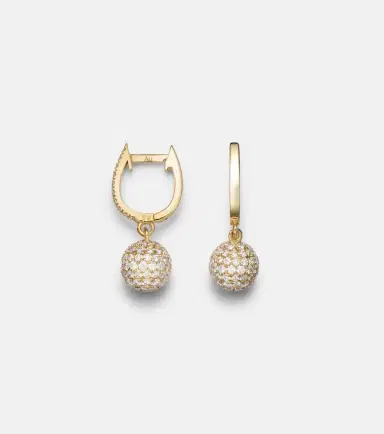 Ileana Makri Diamond Ball 18kt gold drop earrings with diamonds | Thumbnail 2
