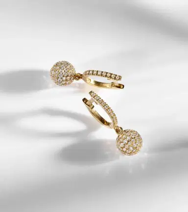 Ileana Makri Diamond Ball 18kt gold drop earrings with diamonds | Thumbnail 5
