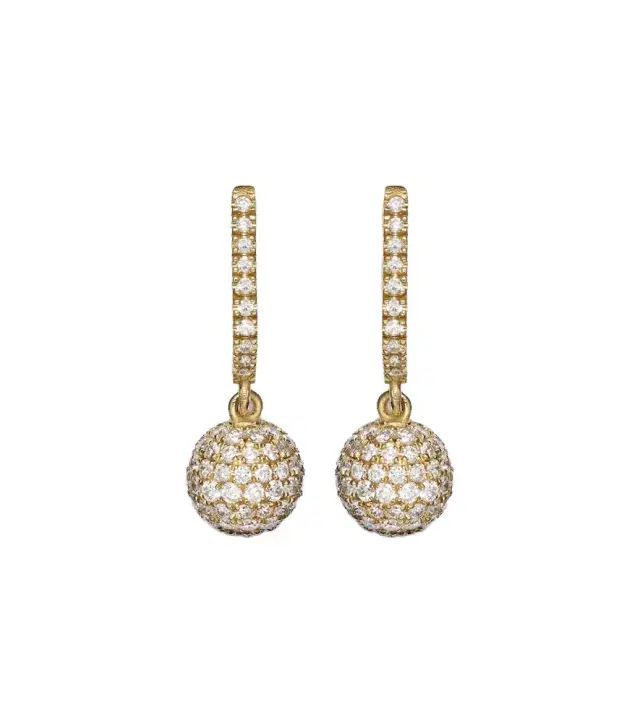 Ileana Makri Diamond Ball 18kt gold drop earrings with diamonds